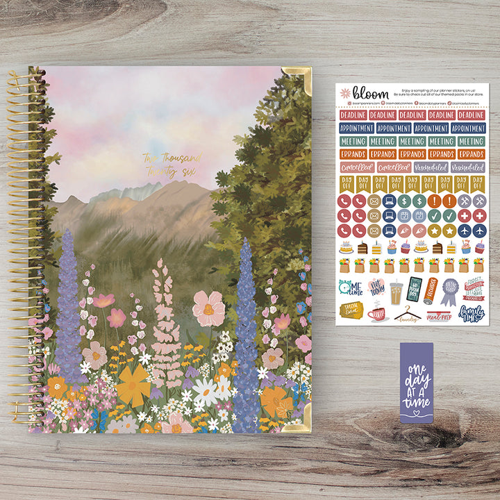 2026 Hard Cover Planner, 8.5" x 11", Wildflower Mountainside