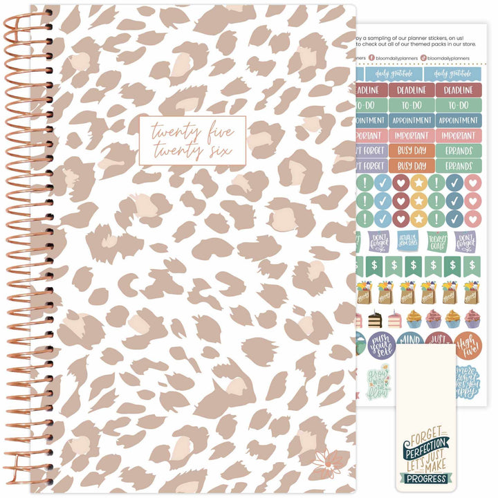 2025-26 Soft Cover Planner, 5.5" x 8.25", Tan Leopard