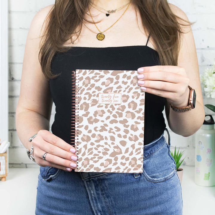 2025-26 Soft Cover Planner, 5.5" x 8.25", Tan Leopard