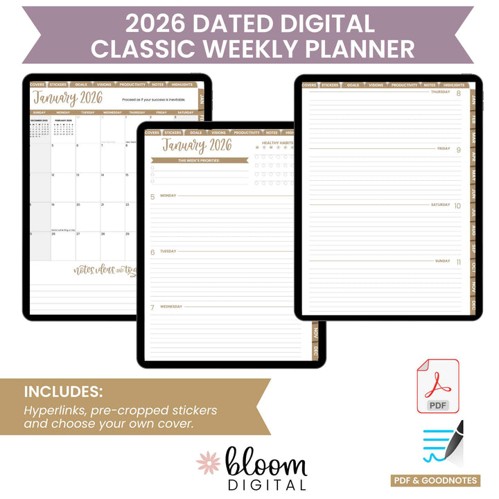 Digital Planner, Dated 2026 Classic Planner