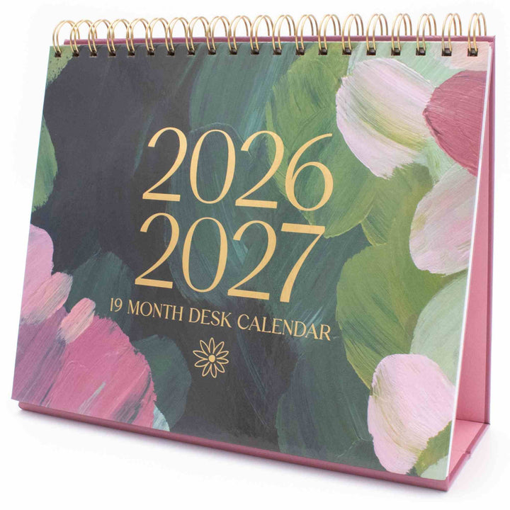 2026-2027 19 Month Standing Flip Desk Calendar, 8" x 10", Paint Strokes