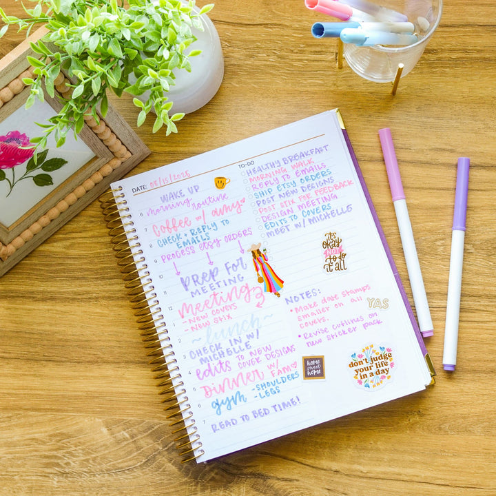 6-Month Undated Daily To-Do Planner, 7” x 9”, Purple Linen