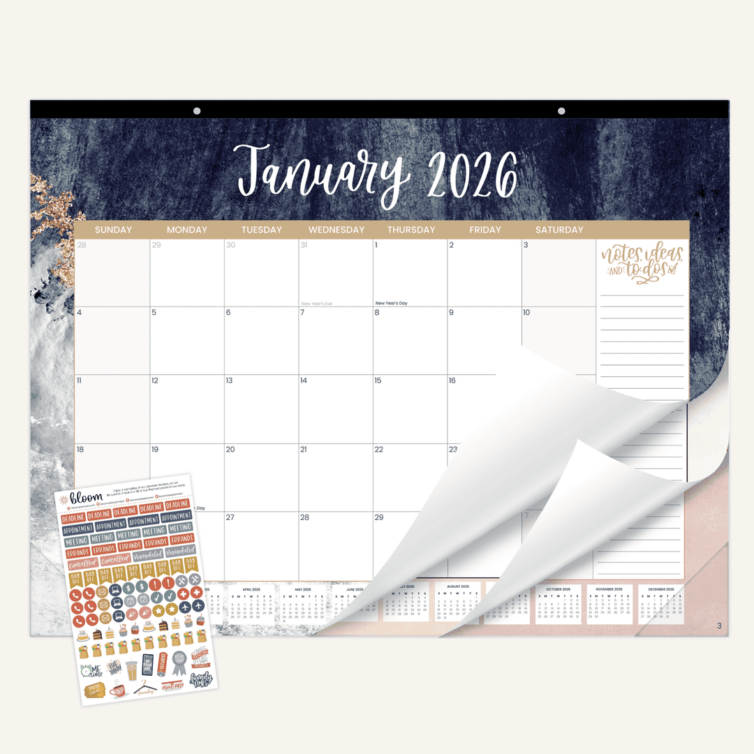 2026 Desk & Wall Calendar, 16" x 21", Watercolor