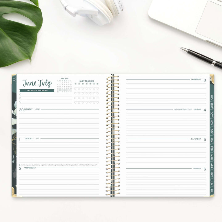 2025-26 Hard Cover Planner, 8.5" x 11", Eucalyptus, Green