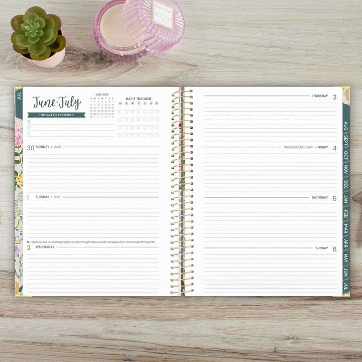 2025-26 Hard Cover Planner, 8.5" x 11", Garden Party, Beige