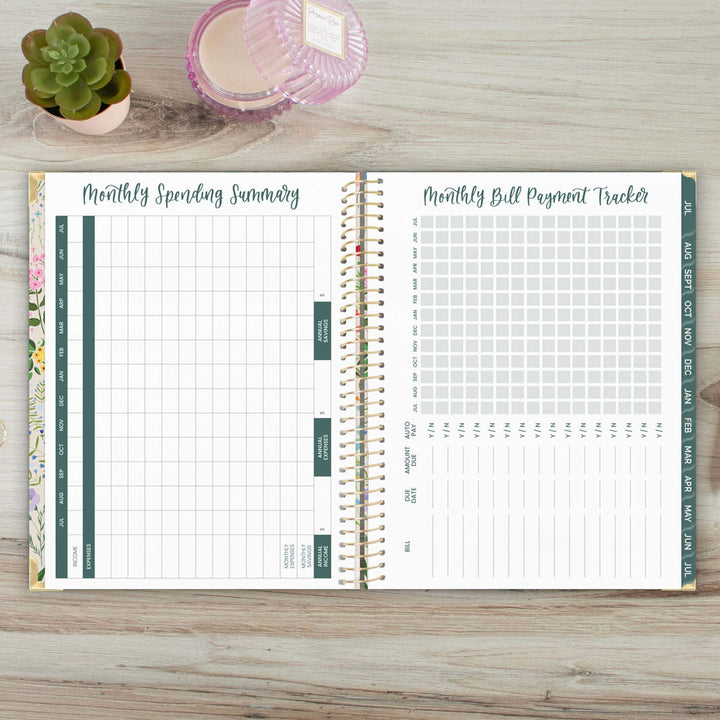 2025-26 Hard Cover Planner, 8.5" x 11", Garden Party, Beige