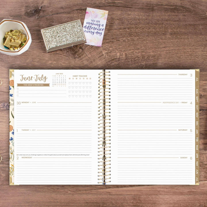 2025-26 Hard Cover Planner, 8.5" x 11", Whimsical Wildflowers
