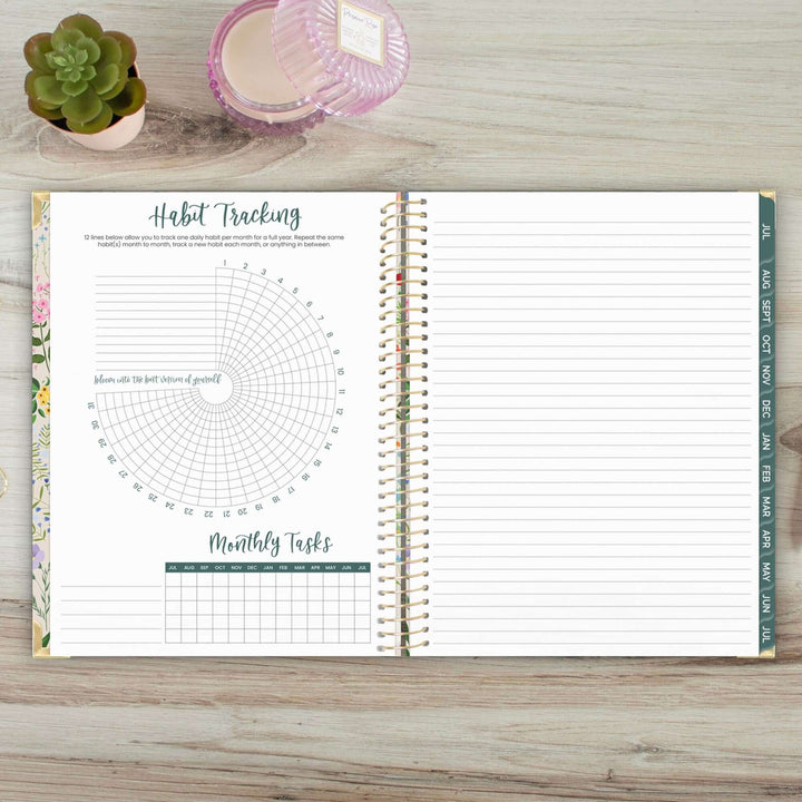 2025-26 Hard Cover Planner, 8.5" x 11", Garden Party, Beige
