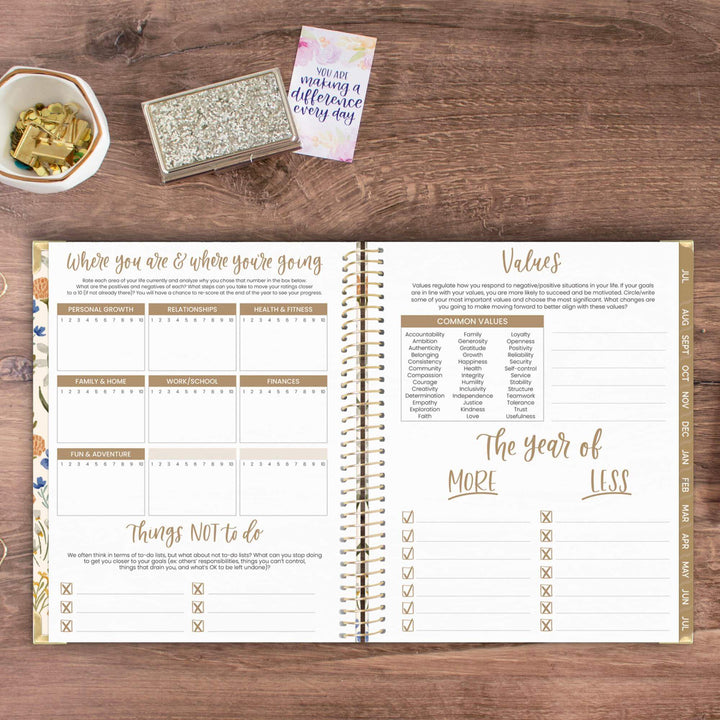 2025-26 Hard Cover Planner, 8.5" x 11", Whimsical Wildflowers
