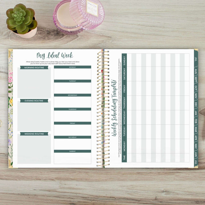 2025-26 Hard Cover Planner, 8.5" x 11", Garden Party, Beige