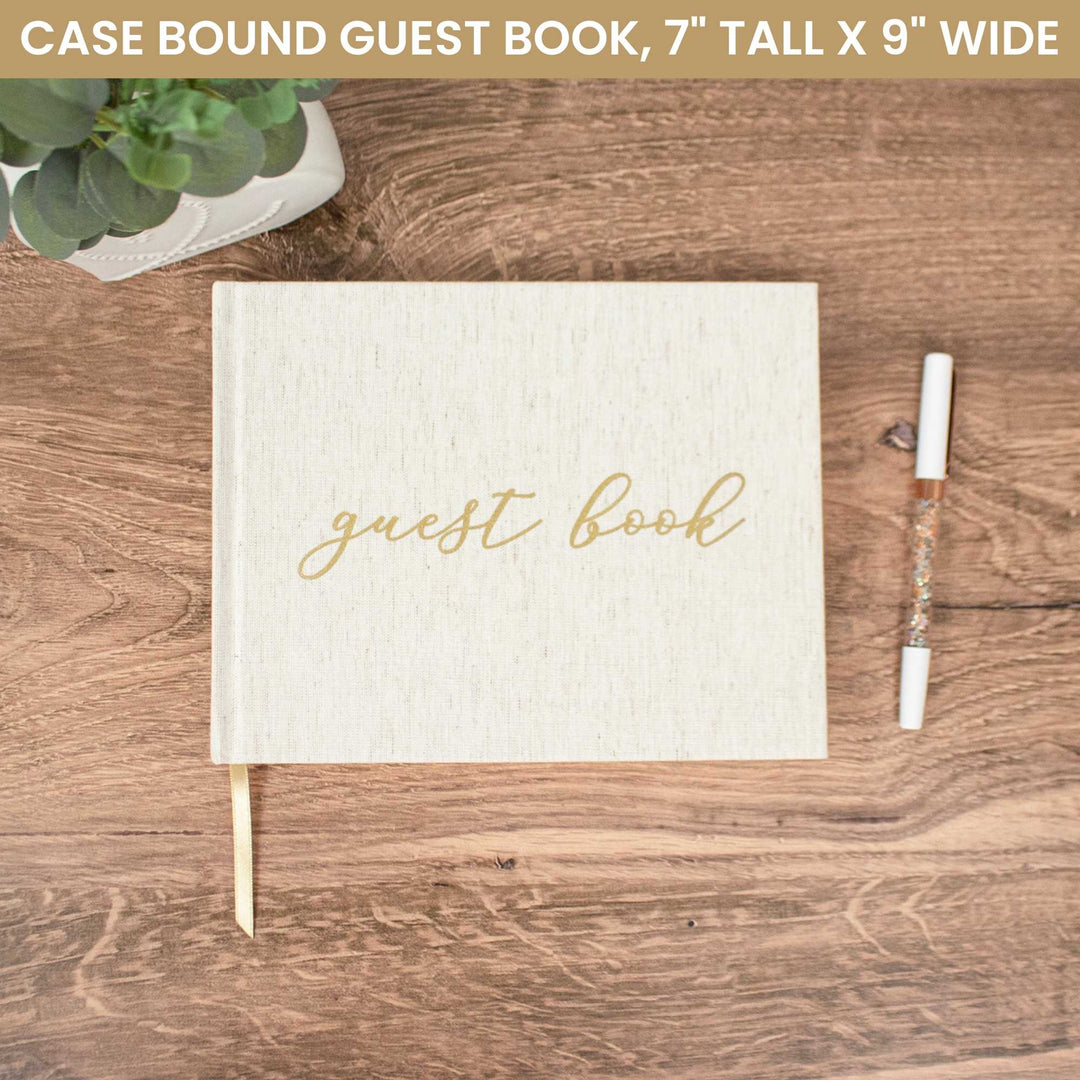 Guest Book, Gold Linen