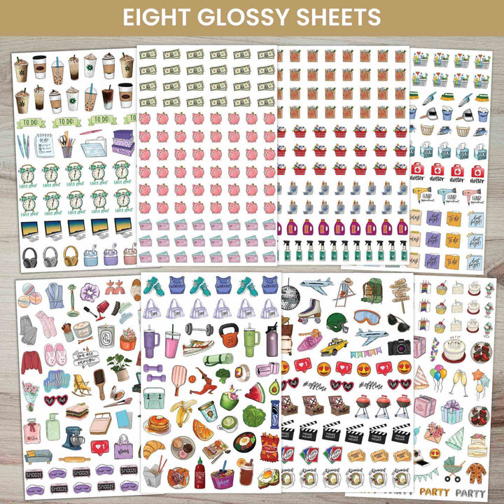 Planner Stickers, Hand-Drawn Everyday Essentials Pack