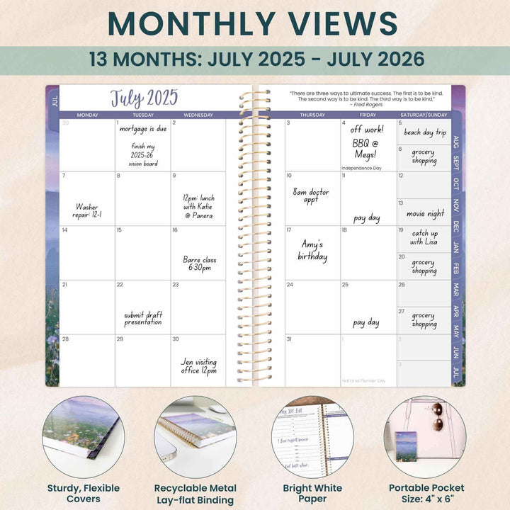 2025-26 Soft Cover Planner, 4" x 6", Mystical Mountains