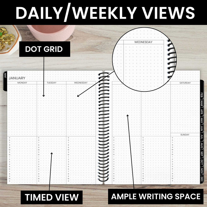 Undated Dot Journaling Planner & Calendar, Dots