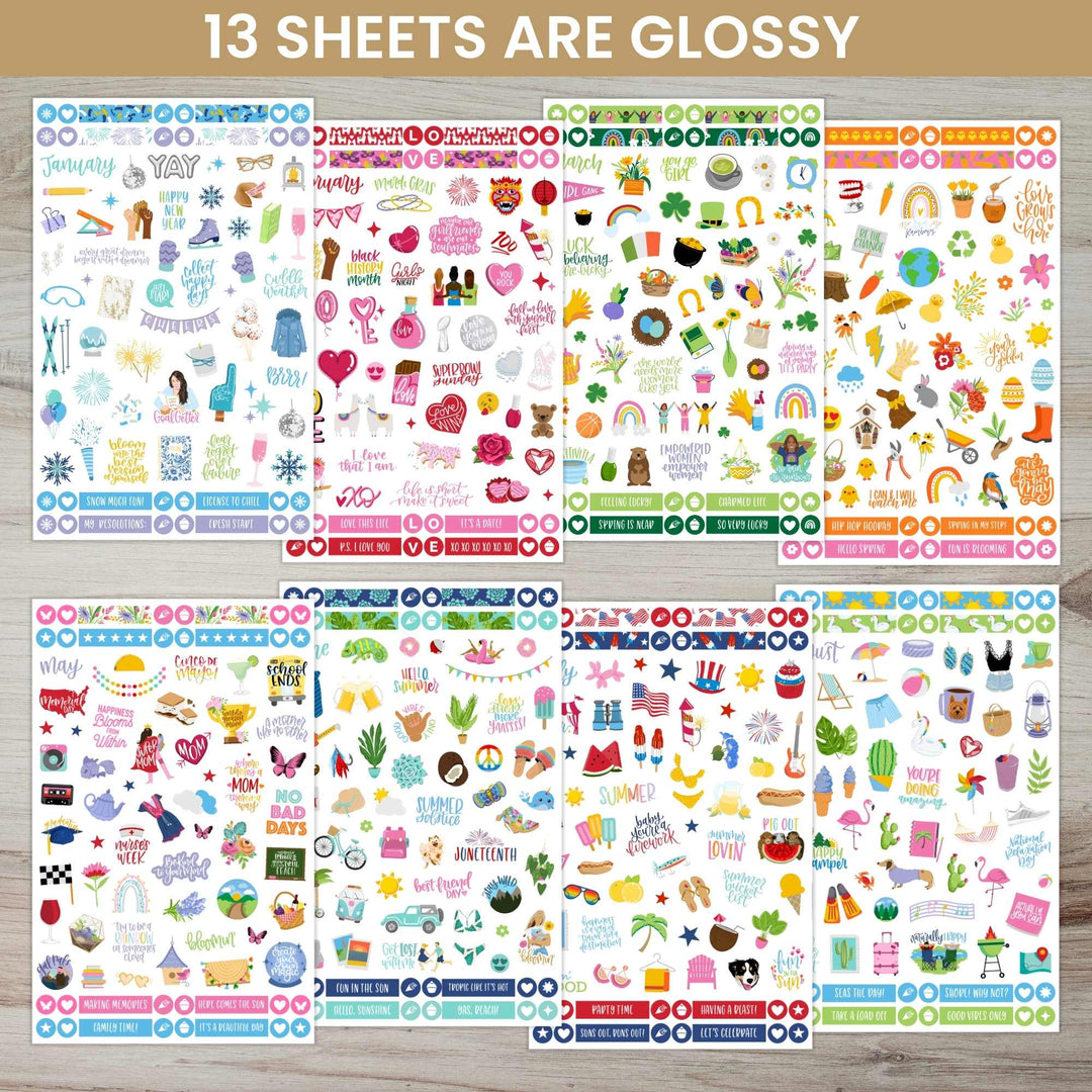 Planner Sticker Value Pack, Monthly Celebrations, Bright