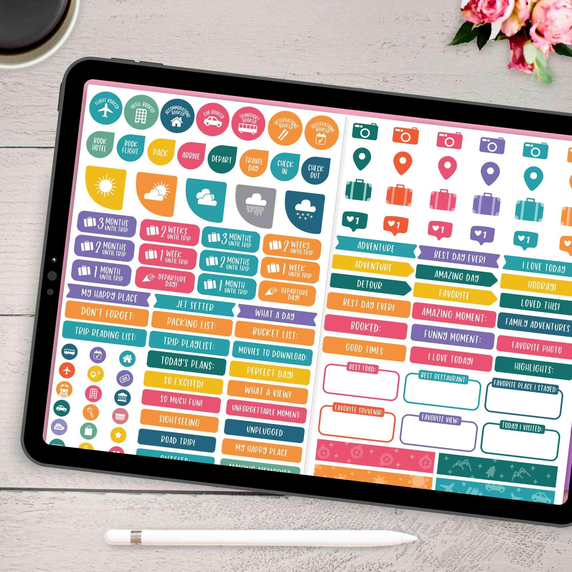 Digital Travel Stickers V2 for Digital Planning in GoodNotes - bloom ...