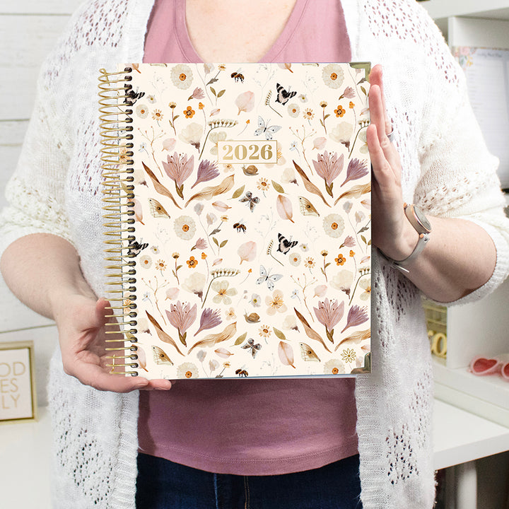 2026 Hard Cover Planner, 8.5" x 11", Butterfly Garden