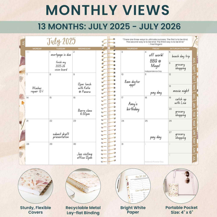 2025-26 Soft Cover Planner, 4" x 6", Butterfly Garden