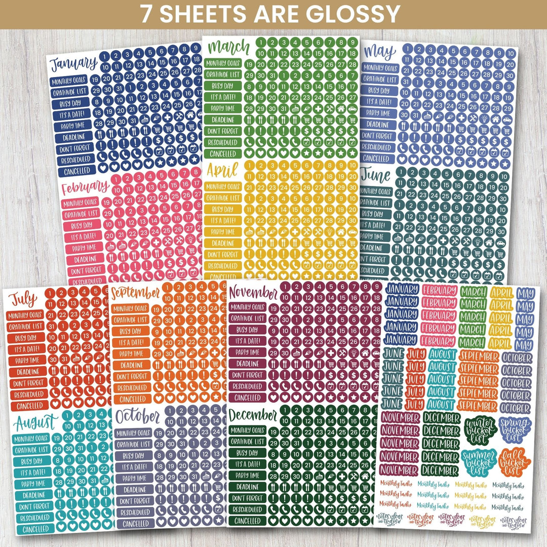Planner Stickers, Calendar Essentials Pack, Happy Seasons