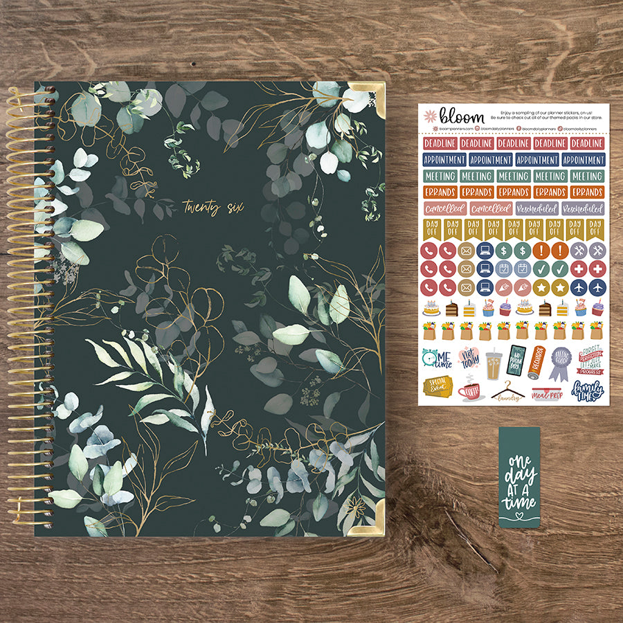 2026 Hard Cover Planner, 8.5" x 11", Eucalyptus, Green