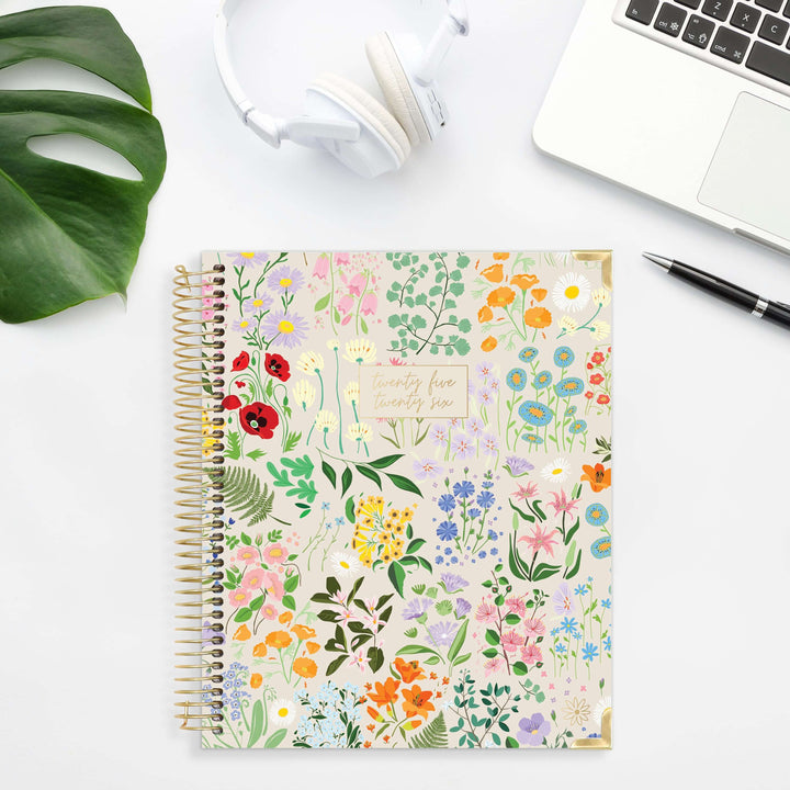 2025-26 Vision Planner, 7.5" x 9", Garden Party, Beige
