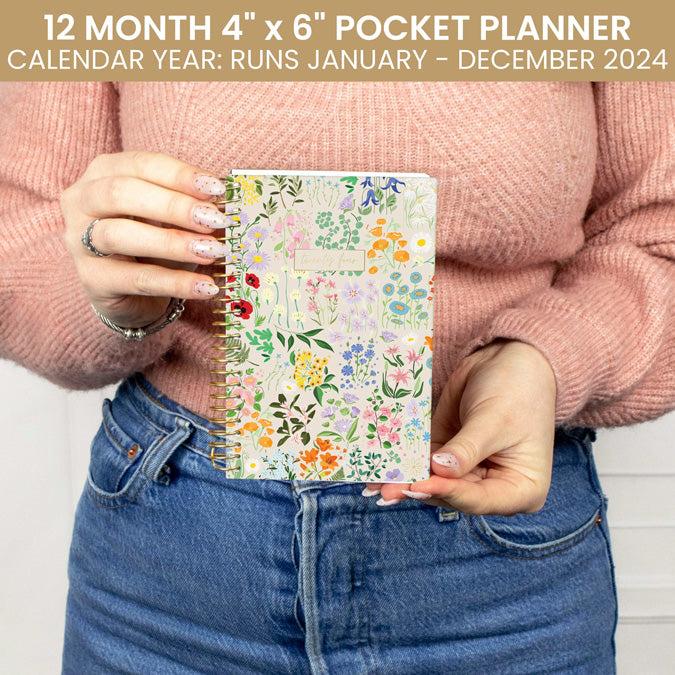 2024 Soft Cover Planner, 4" x 6", Garden Party