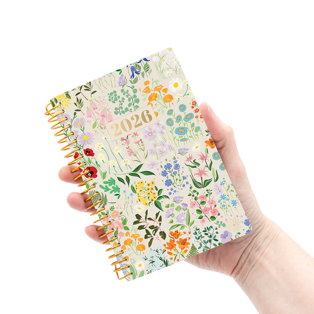 2026 Soft Cover Planner, 4" x 6", Garden Party, Beige