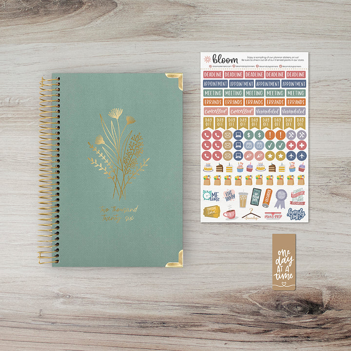 2026 Hard Cover Planner, 5.5" x 8.25", Linen, Green