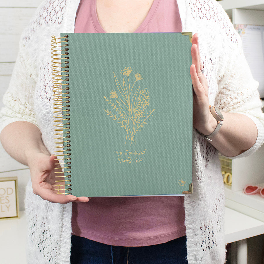 2026 Hard Cover Planner, 8.5" x 11", Linen, Green