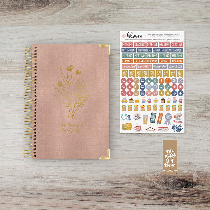 2026 Hard Cover Planner, 5.5" x 8.25", Linen, Pink