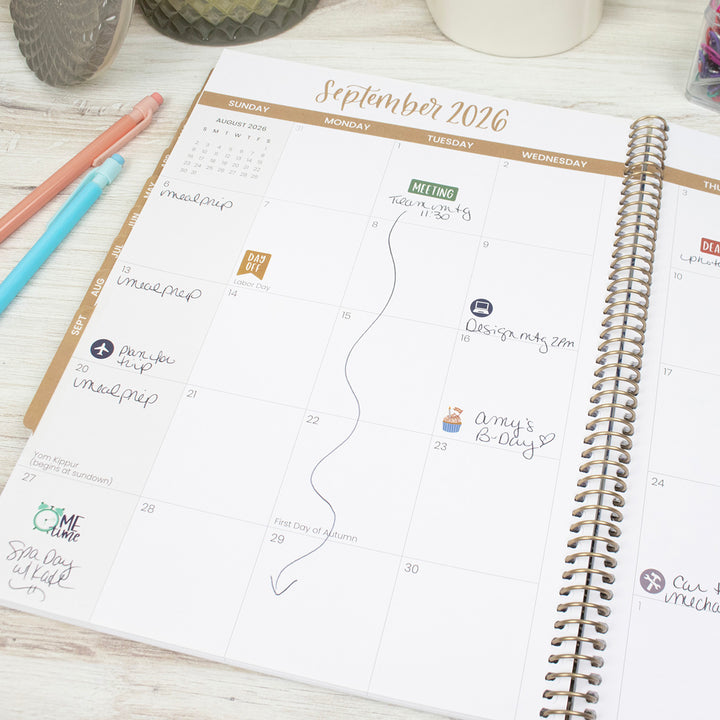 2026 Soft Cover Planner, 8.5" x 11", Tan Leopard