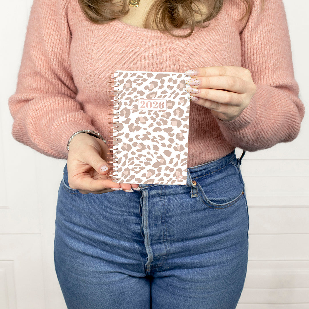 2026 Soft Cover Planner, 4" x 6", Tan Leopard