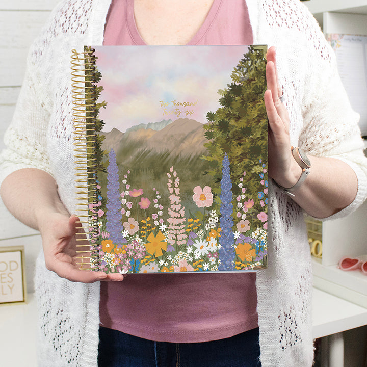 2026 Hard Cover Planner, 8.5" x 11", Wildflower Mountainside