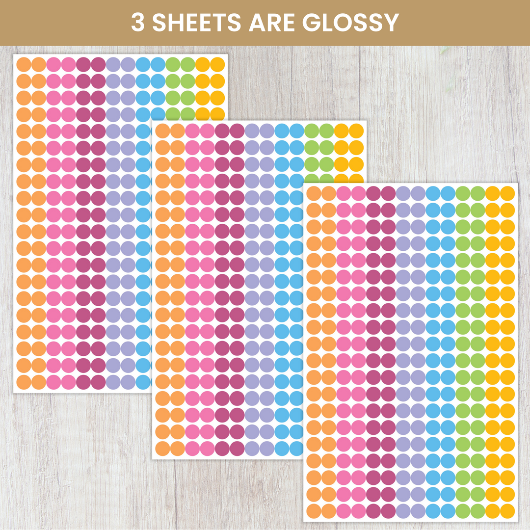 Planner Stickers, Color Coding Pack, Bright