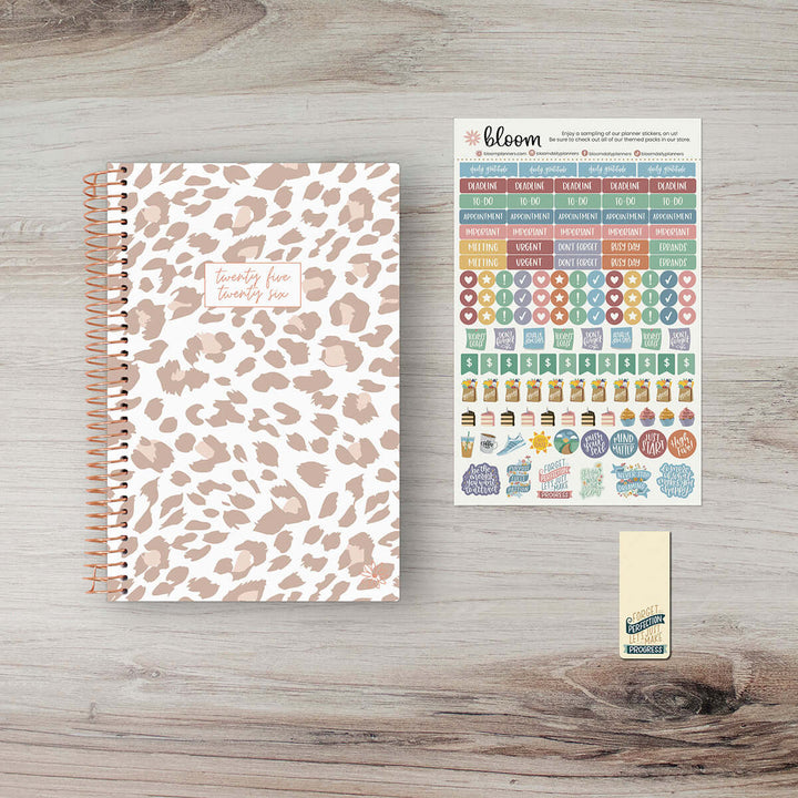 2025-26 Soft Cover Planner, 5.5" x 8.25", Tan Leopard