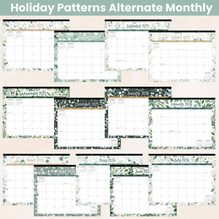2025-26 Desk & Wall Calendar, 16" x 21", Greenery