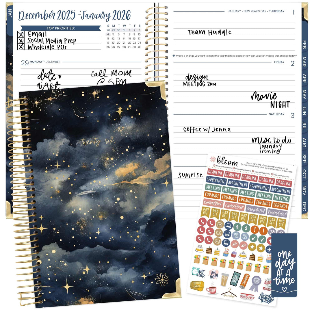 2026 Hard Cover Planner, 5.5" x 8.25", Midnight Sky