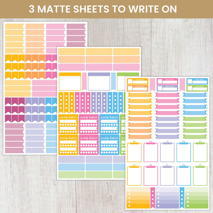 Planner Stickers, Color Coding Pack, Bright