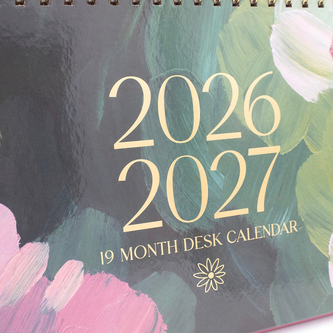 2026-2027 19 Month Standing Flip Desk Calendar, 8" x 10", Paint Strokes