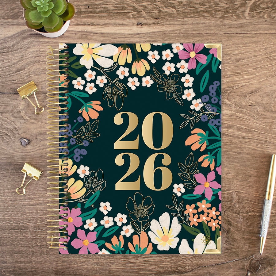 2026 Hard Cover Planner, 8.5" x 11", Blooming Wildly
