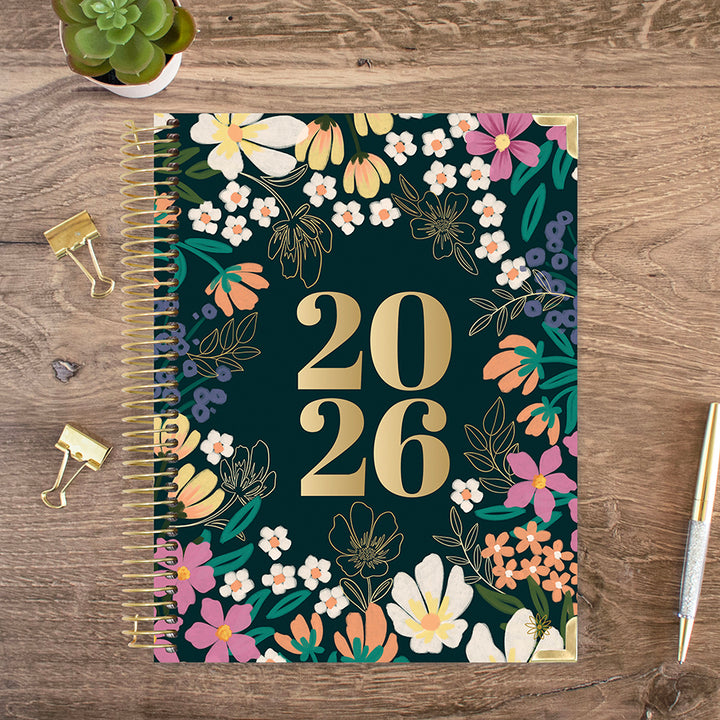 2026 Hard Cover Planner, 8.5" x 11", Blooming Wildly