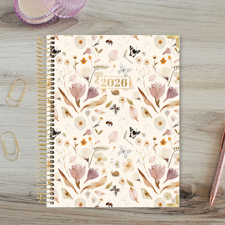 2026 Hard Cover Planner, 8.5" x 11", Butterfly Garden