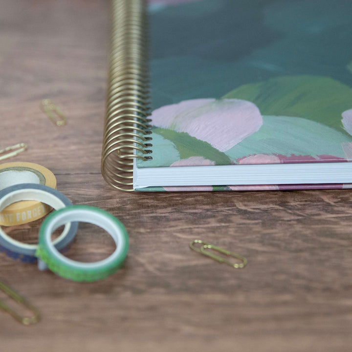 2025-26 Hard Cover Planner, 8.5" x 11", Emerald Paint Strokes