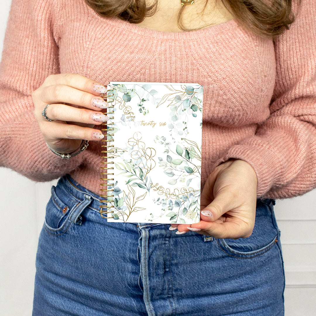 2026 Soft Cover Planner, 4" x 6", Eucalyptus, White