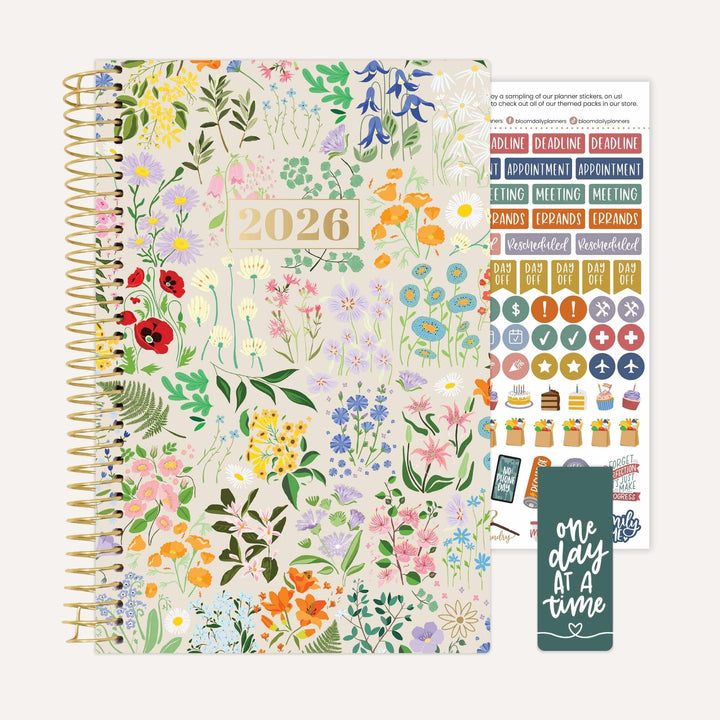 2026 Soft Cover Planner, 5.5" x 8.25", Garden Party, Beige