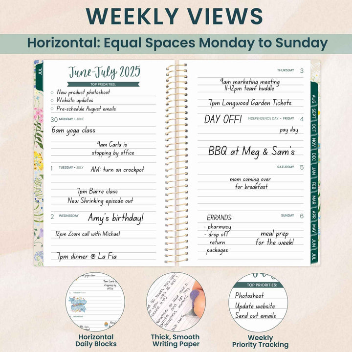 2025-26 Soft Cover Planner, 4" x 6", Garden Party, Beige