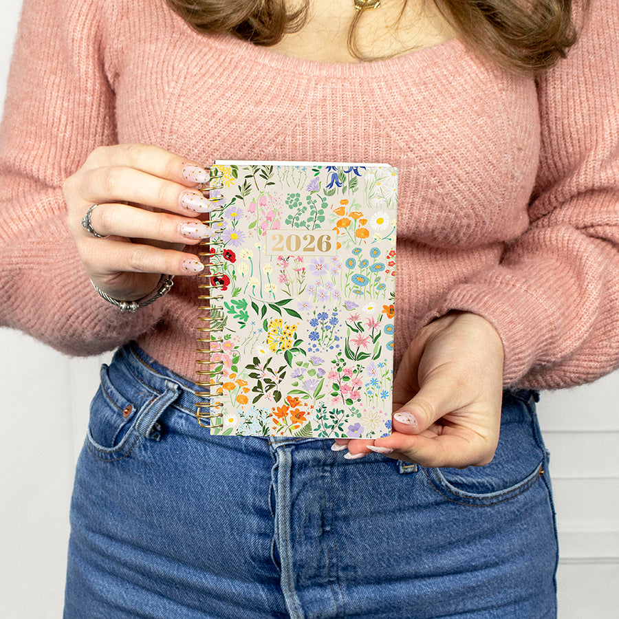 2026 Soft Cover Planner, 4" x 6", Garden Party, Beige