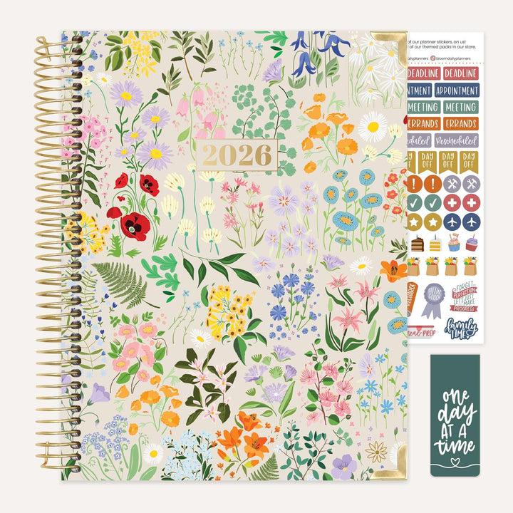 2026 Hard Cover Planner, 8.5" x 11", Garden Party, Beige