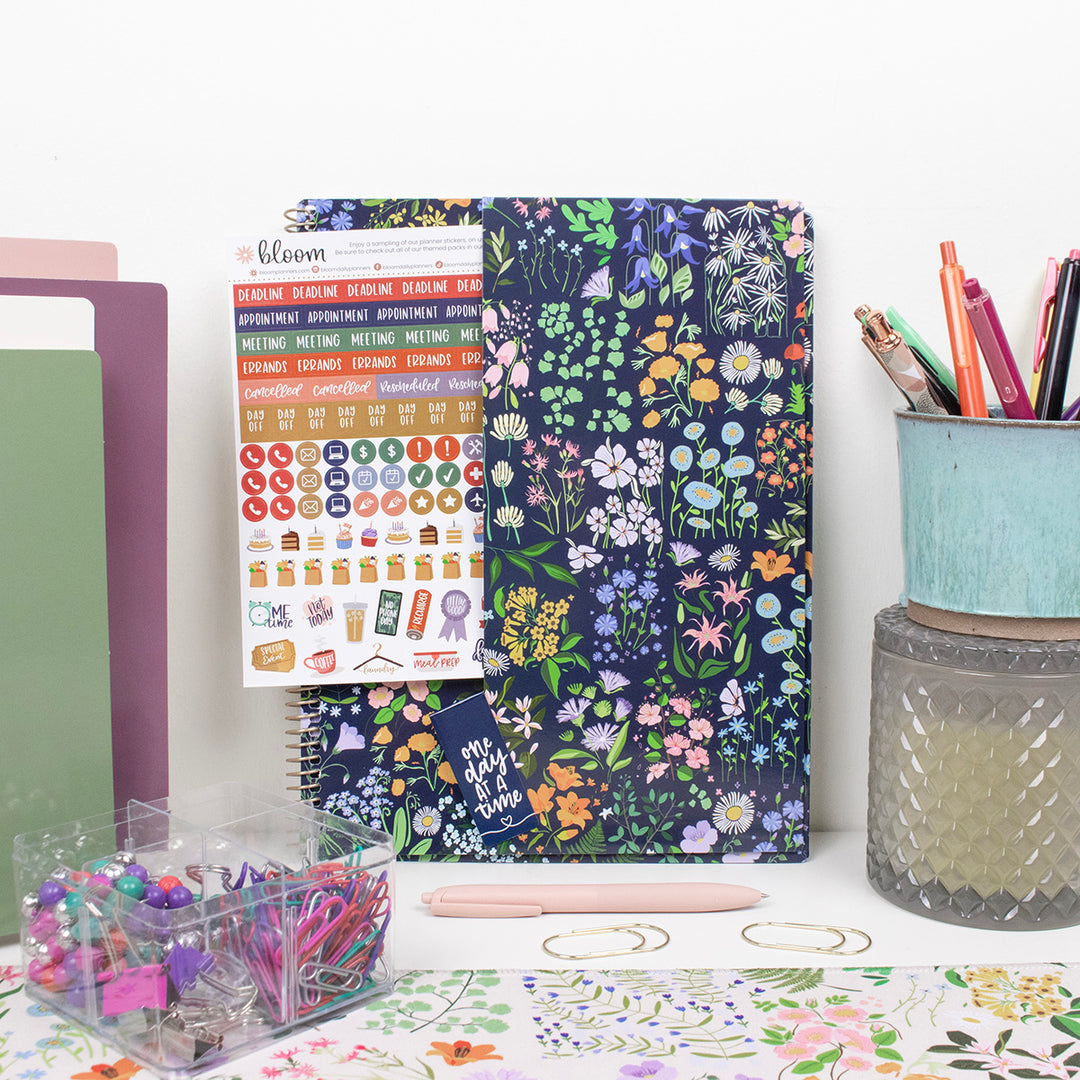 2026 Soft Cover Planner, 8.5" x 11", Garden Party, Navy