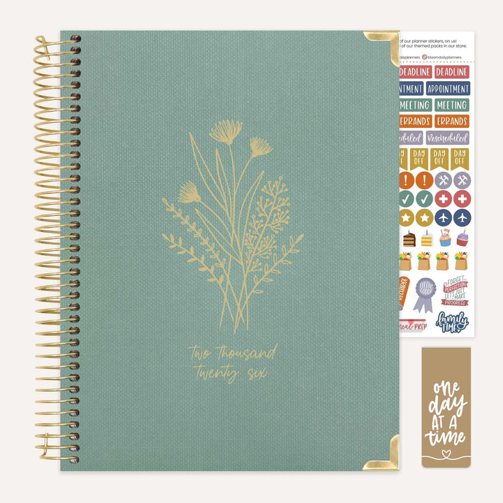 2026 Hard Cover Planner, 8.5" x 11", Linen, Green